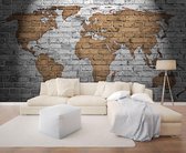 Papier peint photo Polaire | Carte du monde | Gris, marron | 368x254cm (lxh)