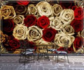 Flowers Roses Red White Vintage Photo Wallcovering