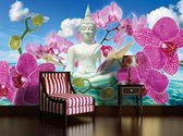 Zen Flowers Orchids Buddha Water Sky Photo Wallcovering