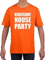 Koningsdag t-shirt Kingsday house party oranje voor kinderen M (116-134)
