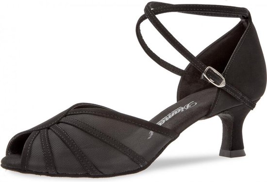 Chaussures De Danse Noires Dames Diamant 020-077-040 - Salsa, Latin, Social - Talon Flare 5 cm - Noir - Taille 36