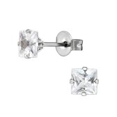 Aramat jewels ® - Vierkante oorbellen zirkonia zweerknopjes transparant chirurgisch staal 5mm