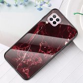 Marble Glass Back Cover - Geschikt voor Huawei P40 Lite Hoesje - Rood