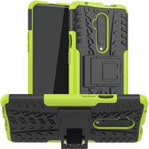 Rugged Kickstand Back Cover - Geschikt voor OnePlus 7T Pro Hoesje - Groen
