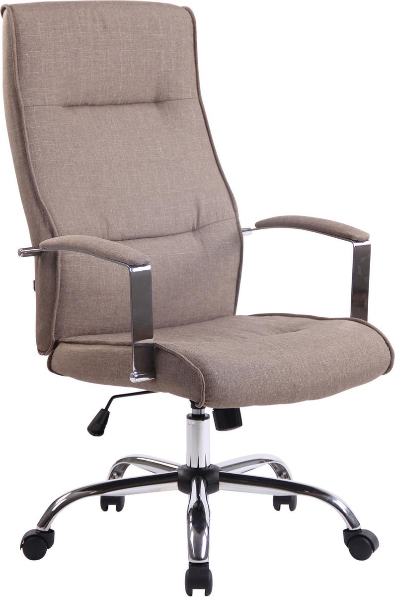 Bureaustoel - Ergonomische bureaustoel - Design - In hoogte verstelbaar - Stof - Taupe - 63x72x124 cm