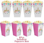 8 stuks popcorn bakjes eenhoorn / unicorn