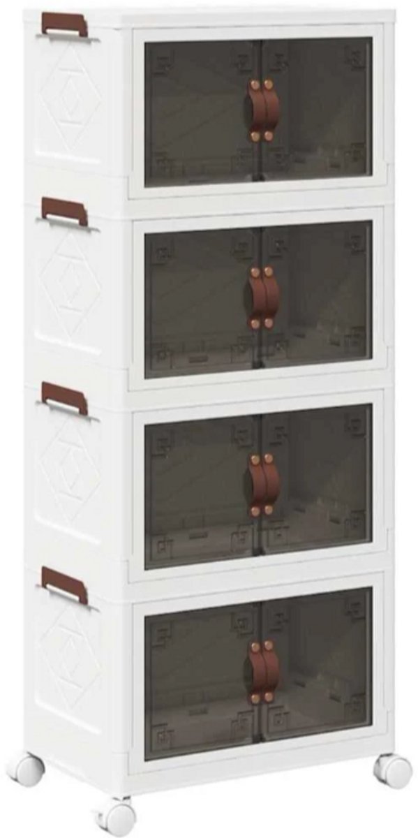 Opbergbox stapelbaar met wielen 4-laags 28 L 48x29,5x112,5 cm