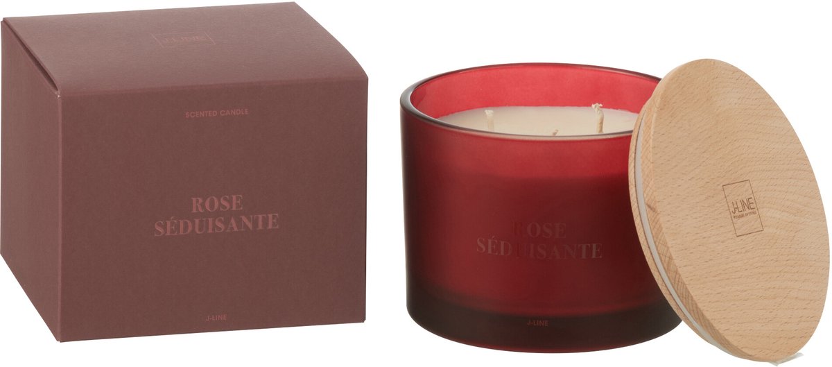 J-Line geurkaars Accords Essentiels - Rose Séduisante - rood - 28U