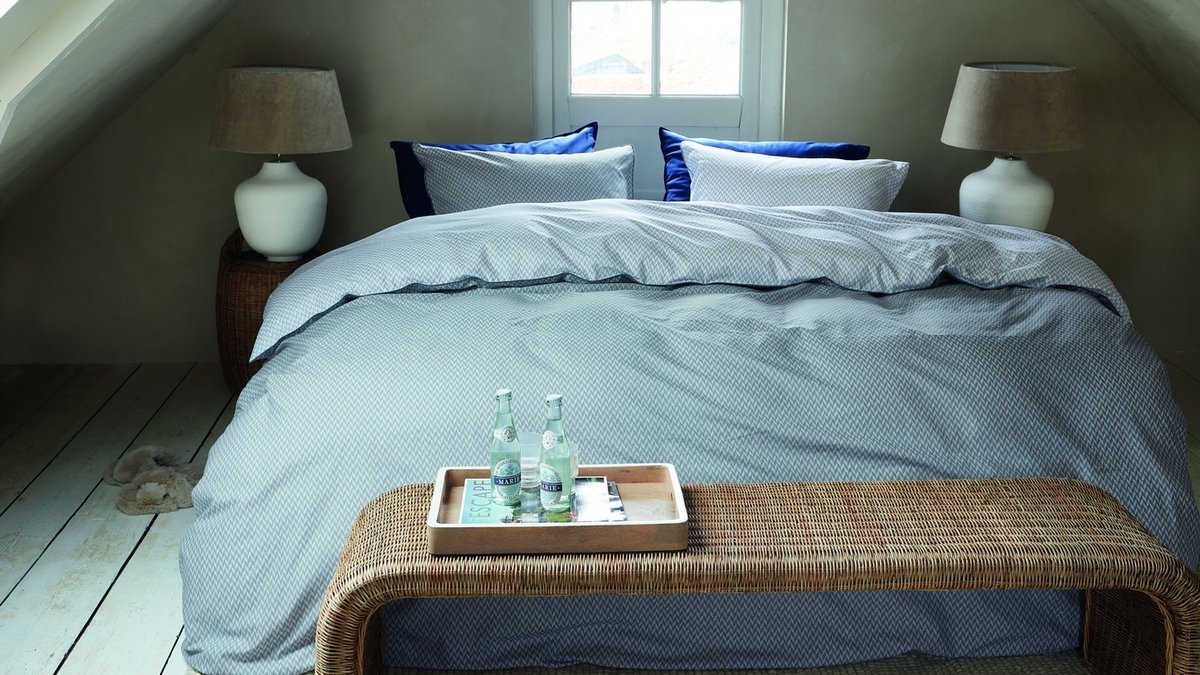 Rivièra Maison Emery dekbedovertrek - Eenpersoons - 140 x 200/220 cm - Blauwgrijs