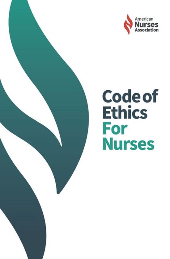 Cover van het boek Code of Ethics for Nurses met het logo van de American Nurses Association en abstracte groene vormen.
