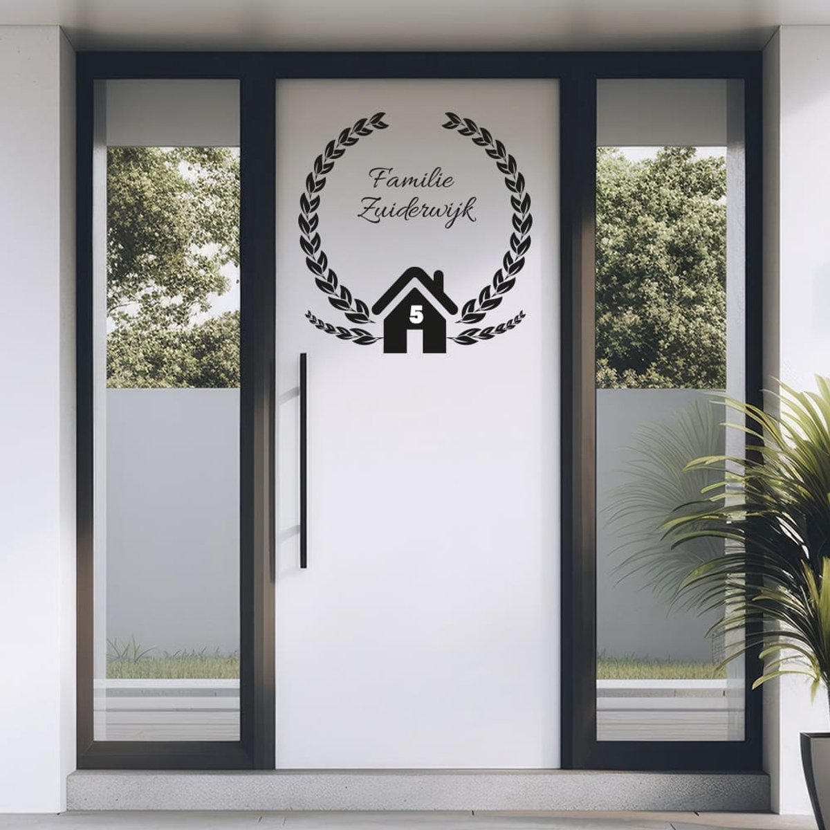Gepersonaliseerde Voordeursticker huis - Donker grijs - 45 x 45 cm