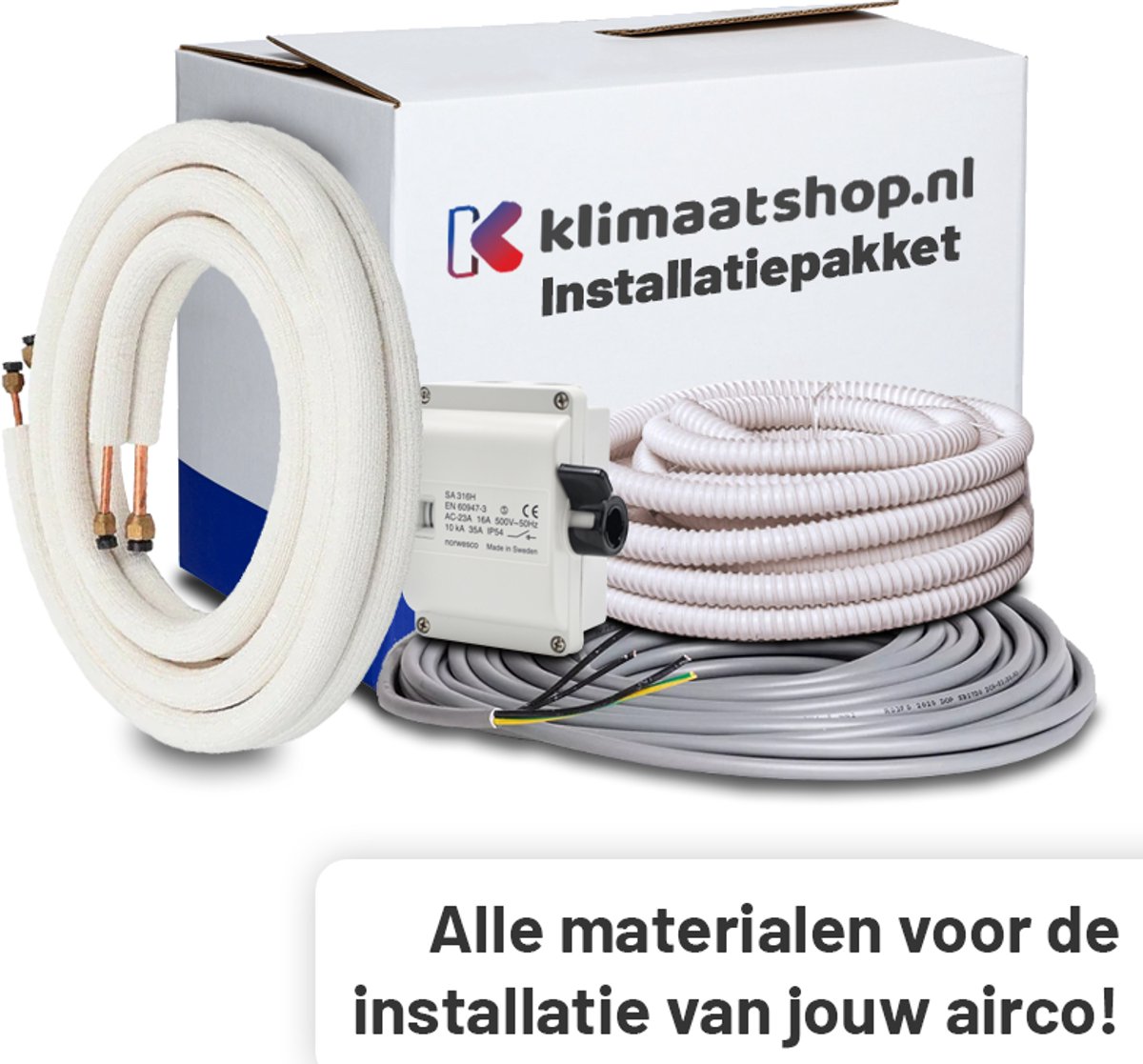 Aircopipe Airco Installatiepakket 1/4x3/8 voor airco's tot 3,5kW Lengte: 5 Meter