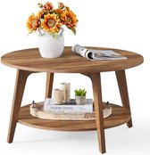 Table basse ronde Fubzz - Table basse en bois - Design marron miel - 2 niveaux - Ø 80 Cm - Hauteur 45 Cm - Matériau MDF robuste - Montage facile