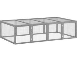 PawHut Konijnenhok Vurenhout L181 x B100 x H48 cm Grijs