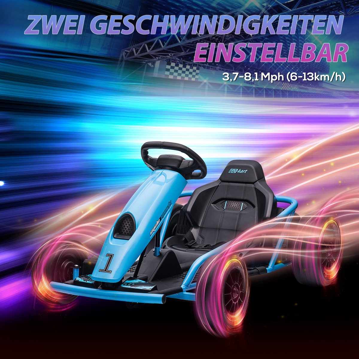 HOMCOM Elektrische Kart voor Kinderen Kunststof, Metaal 115L x 77B x 54H cm Blauw — afbeelding 9