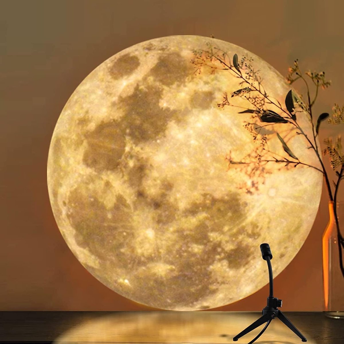 Daity Maanlamp Projector Nachtlamp - 360° Draaibare Maanlamp USB-aangedreven Verlichting met Standaard - Sfeerverlichting Fotografie Romantische Sfeerverlichting voor Selfie Achtergrond Slaapkamerdecoratie Maanfantasieliefhebbers