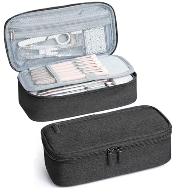 Maaleo Grote School Etui - Roze - Twee Vakken - Ruime Organizer