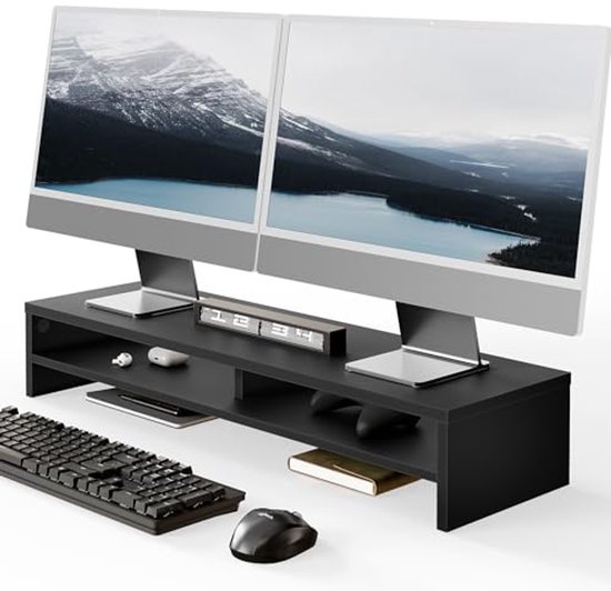 Monitor Standaard met Lade en Pennenhouders Bureau Organizer