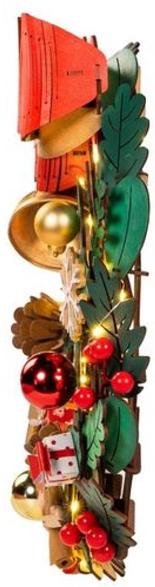 DIY Houten Kerstkrans met LED Verlichting – 252 Onderdelen – 40 cm – Bouwpakket – foto 2