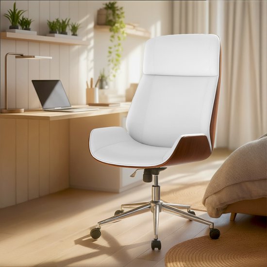 CLP Varel Bureaustoel Ergonomisch Kunstleer Walnoot/Wit - CLP - €219,90