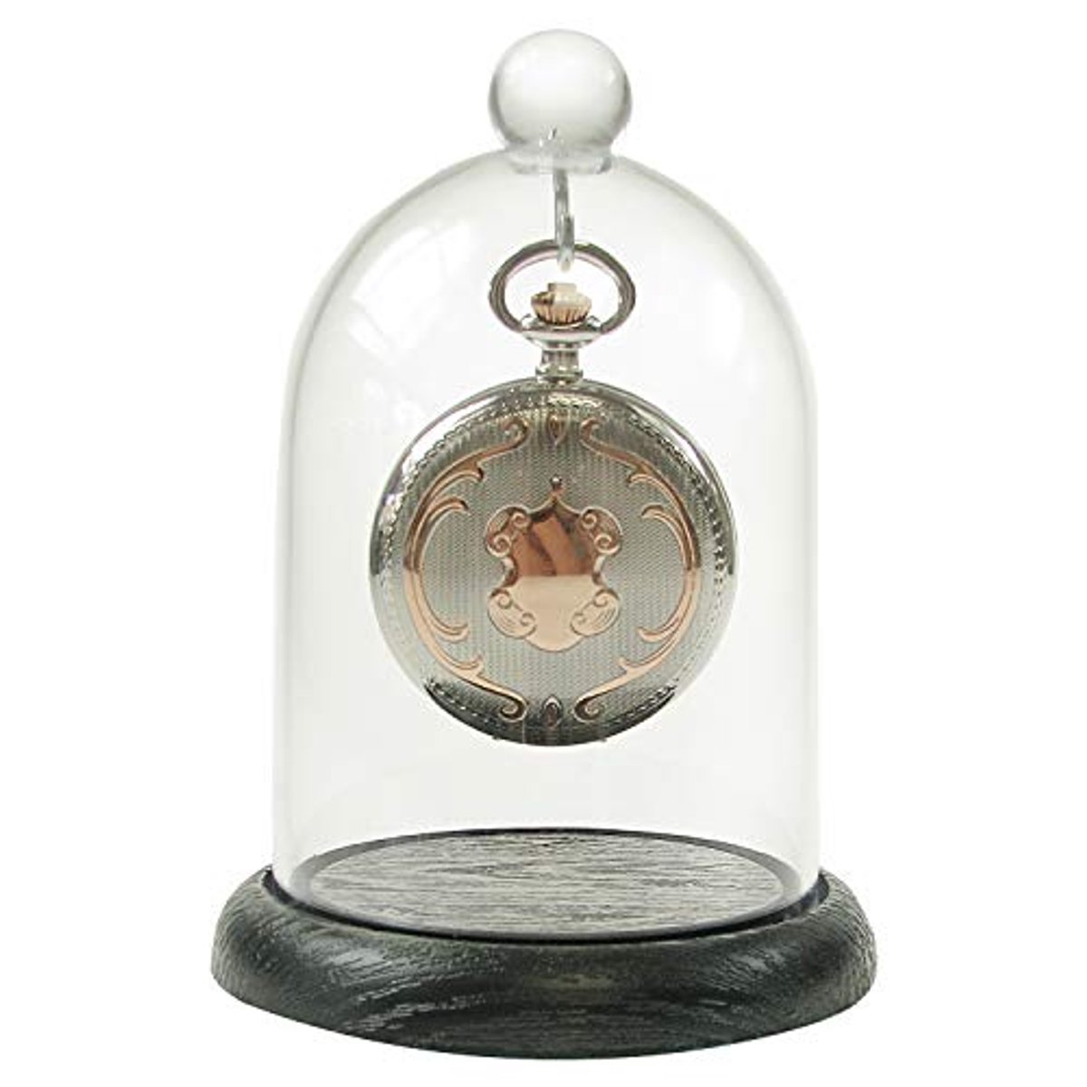 Glazen Stolp voor Zakhorloge met Houten Sokkel