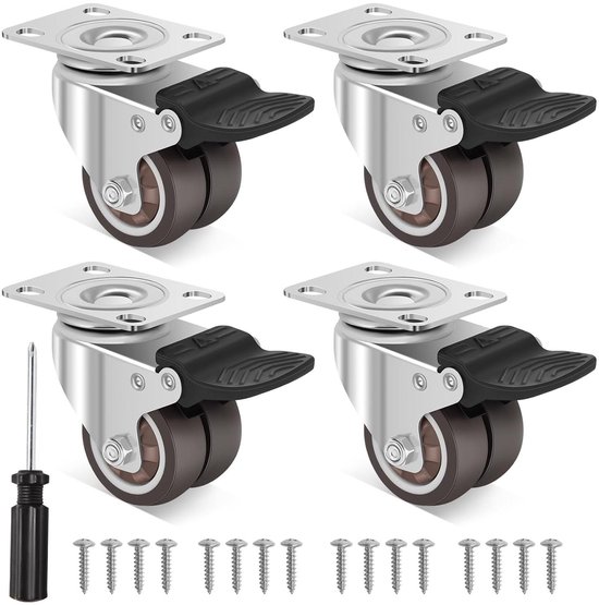 Heavy Duty zwenkwielen met remmen - 4-pack dubbele vergrendeling wielen - industriële Heavy Duty zwenkwielen met remmen - 4-pack dubbele vergrendeling wielen - industriële