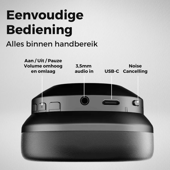 Noise Buddies Impulsive - Draadloze Koptelefoon met Noise Cancelling en 40 uur Batterij