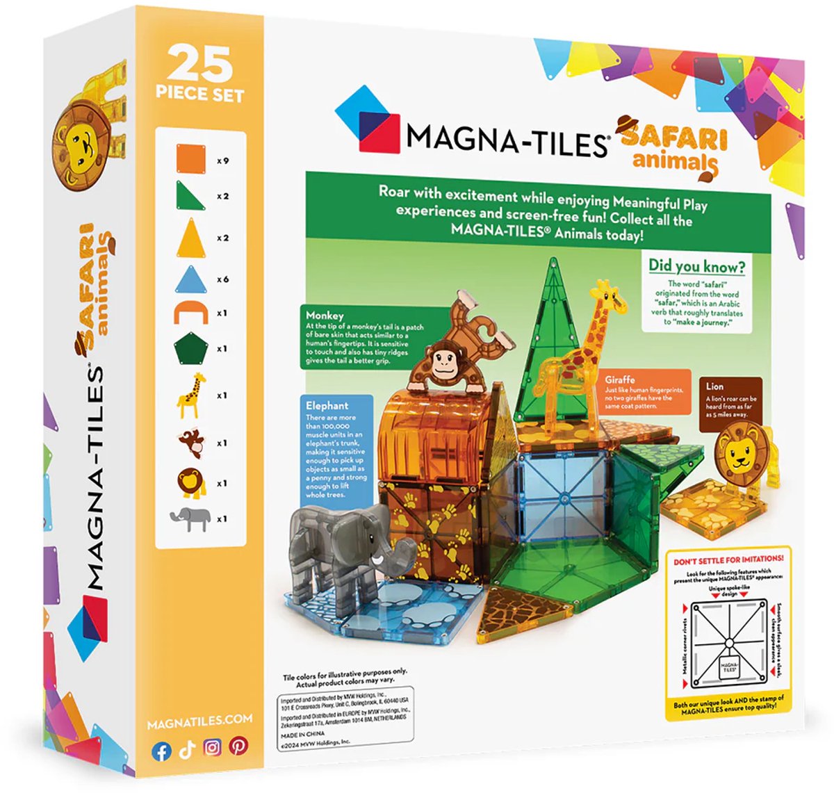 Magna-Tiles | Safari Animals 25 Stuks Set — afbeelding 7