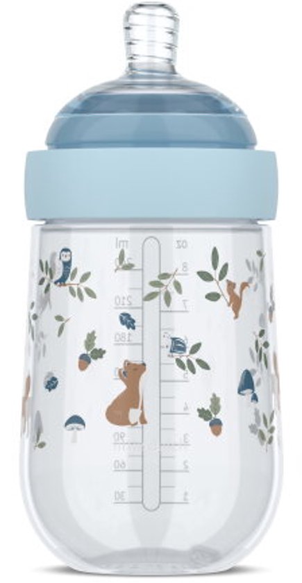 Mepal Mio Babyfles Little Dutch - 240 ml - Anti-koliek - Spiraalontwerp voorkomt verstopping - Siliconen van medische kwaliteit - Forest Friends