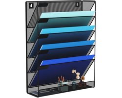 Muur File Organizer met 5 Pocket Houder - Verticale Documenten Tier voor Kantoor en Thuis - Zwart
