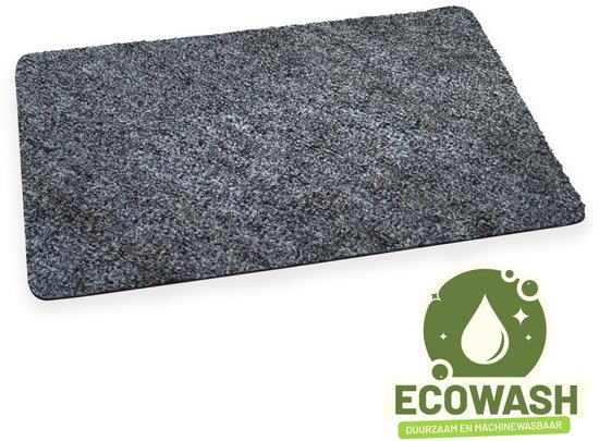 StudioM ECOWASH - Paillasson - Paillasson lavable en machine - Tapis d'entrée 50X75 cm - Grijs - Paillasson antidérapant - Tapis de nettoyage avec antidérapant écologique