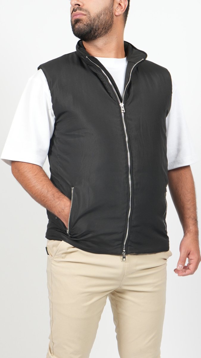 BASKO BODYWARMER - SLIM FIT - ZWART - MAAT XL