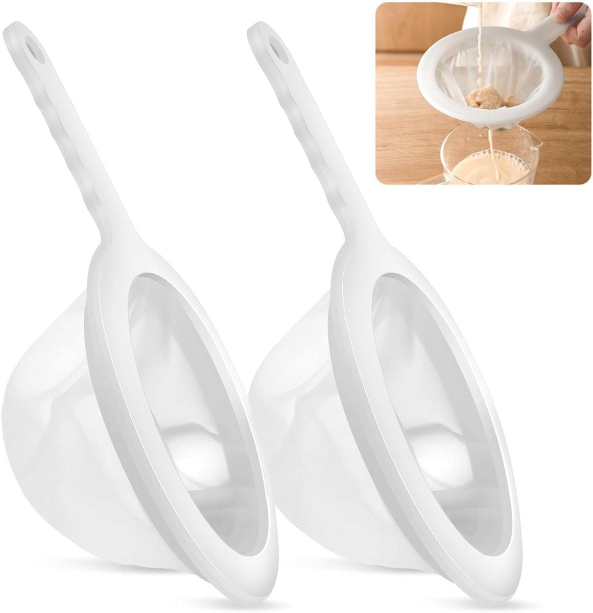 Fijne Zeef Set - 2 stuks, 200 mesh & 400 mesh, Keukenzeven voor Koken, Voedselfilter voor Sap, Koffie, Yoghurt