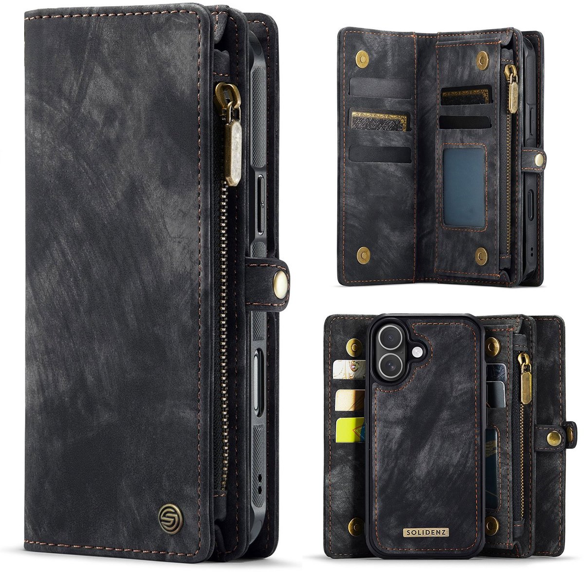 Solidenz Hoesje - Geschikt voor Apple iPhone 17 - Urban Wallet - Zwart