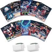 Inspra Studio – Luxe Kerstkaarten met Enveloppen – 10 Stuks – Sport Wenskaarten Collectie #1 – Artistieke Sportieve Illustraties met Winterse Sfeer