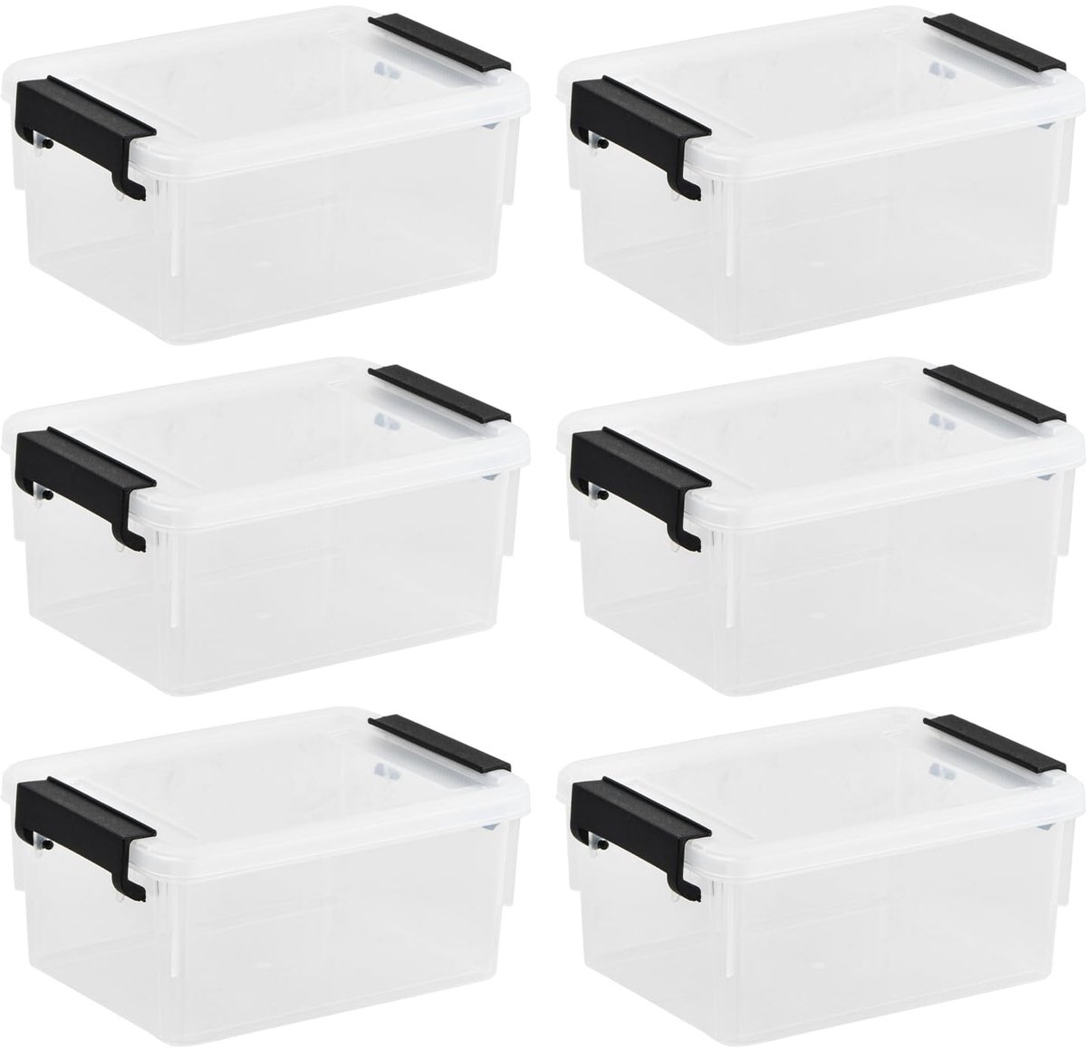 Azomor® Set van 6 transparante opbergdozen met deksel voor kleine voorwerpen