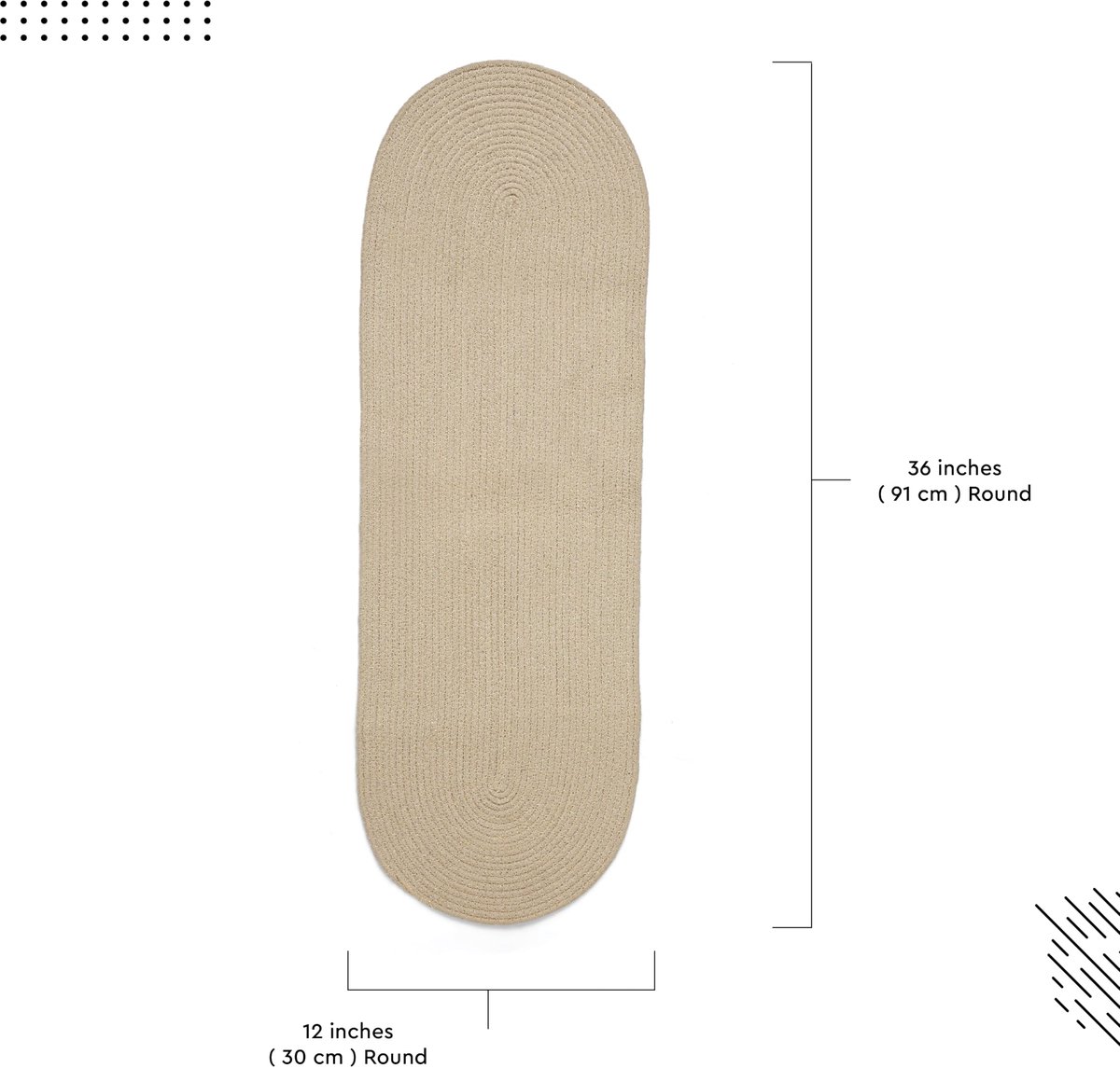 Ibenzoa® Handgemaakte katoenen tafelloper met geribbeld design voor diverse tafels