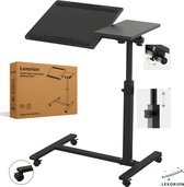 Lexorion Laptoptafel met Wielen – Verstelbare Bedtafel & Bijzettafel – Kantelbaar Tafelblad – Hoogte Verstelbaar – Ergonomisch Ontwerp – Zwart