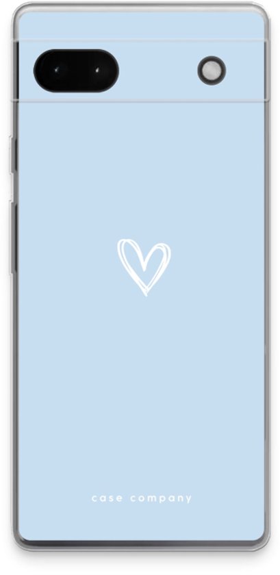 Case Company® - Coque Google Pixel 6a - Klein Coeur Blauw - Coque souple pour téléphone - Protection sur tous les côtés et bord d'écran