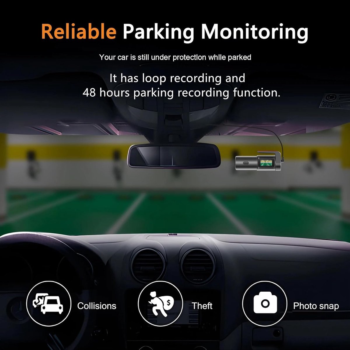 Dashcam voor auto voor en achter – Dual dashcam – Voor- en achtercamera – Autocamera – Full HD dashcam – Dashcam met nachtzicht – Dashcam met bewegingssensor – Groothoeklens – Parkeermodus – Loop recording – Dashcam met SD-kaart – foto 5