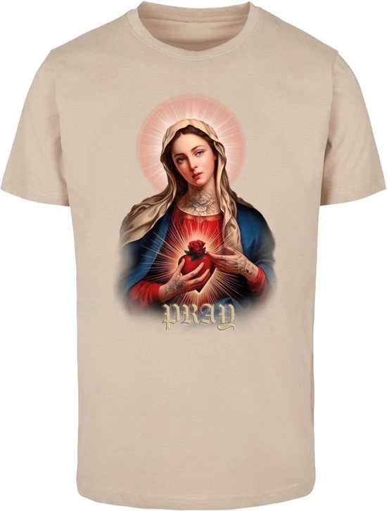 Mister Tee - Praying Mary Heren Tshirt - M - Creme