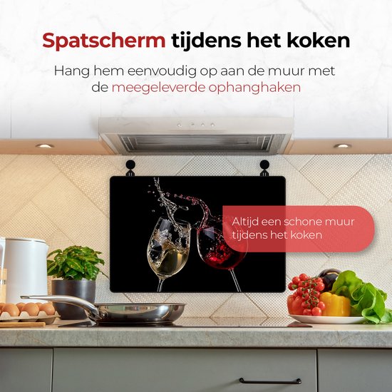 KitchyMist Inductie Beschermer 78x52 cm - Wijn - Kookplaat Beschermer - Afdekplaat voor Kookplaat - Inductie Mat - Spatscherm Achterwand Keuken