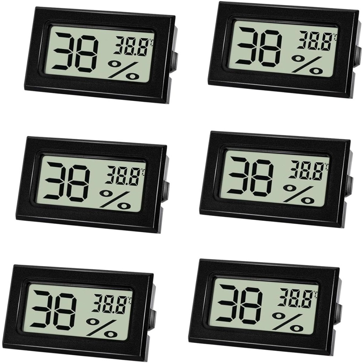 EXCITAT Hygrometer - Thermometer - met LCD-scherm - Mini-hygrometer - Geschikt voor woonkamer, slaapkamer, wijnkelder, eetkamer - Zwart