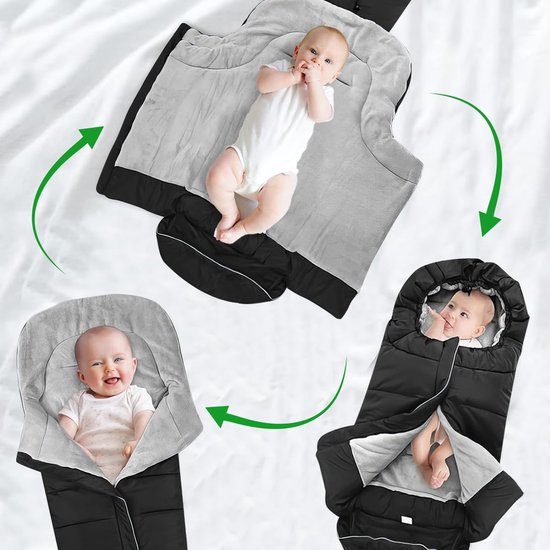 Unyqoos® Warme en veilige babyvoetenzak met fleece voor kinderwagen en buggy van Merkloos — afbeelding 3
