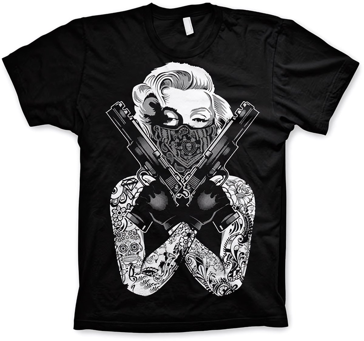 Marilyn Monroe Gangsta Pose T-Shirt AB-1-17543-L134 Black-M