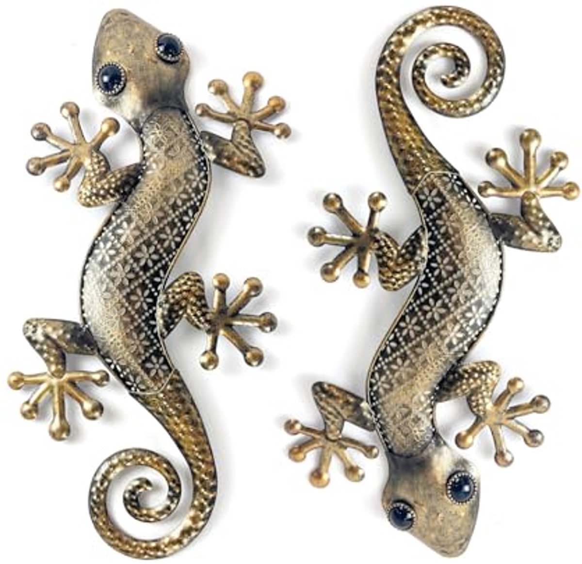 Metalen wanddecoratie hagedis 35,5 cm - hangend sculptuur voor huis en tuin