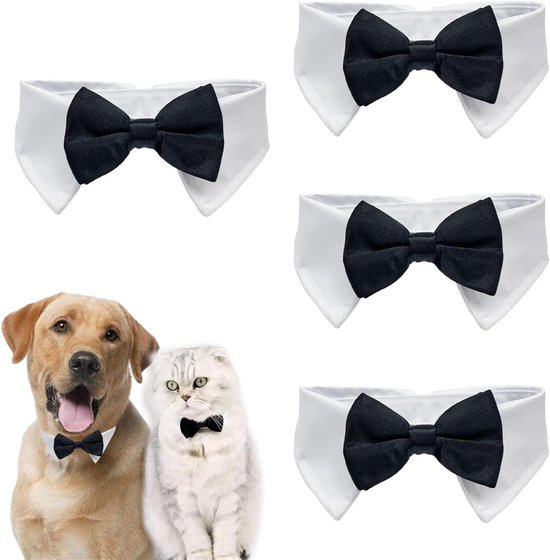 OURECO Hond Kat Strikje Hond Formele Bandana Smoking Sjaal Met Vlinderdas Bruiloft Partij Outfit Dress Up Accessoires Hond Kleding Kostuum Gentleman Dijkdoek Puppy Vlinderdas Color Khaki Size L