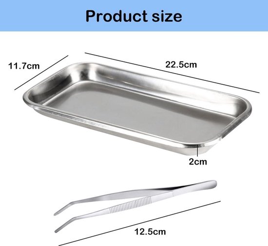 5 Stuks Laboratorium Dienblad, Roestvrij Staal Medisch Dienblad, Rechthoekige Dienbladen voor Home Laboratorium Instrumenten Dienblad (22,5 x 11,7 x 2 cm, Zilver