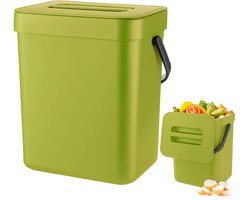QTTVBTNA -3L Hangende Compostbak voor de Keuken – Kleine Afvalbak met Deksel, Compacte Biobak voor Aanrecht, Kast of Badkamer – groente