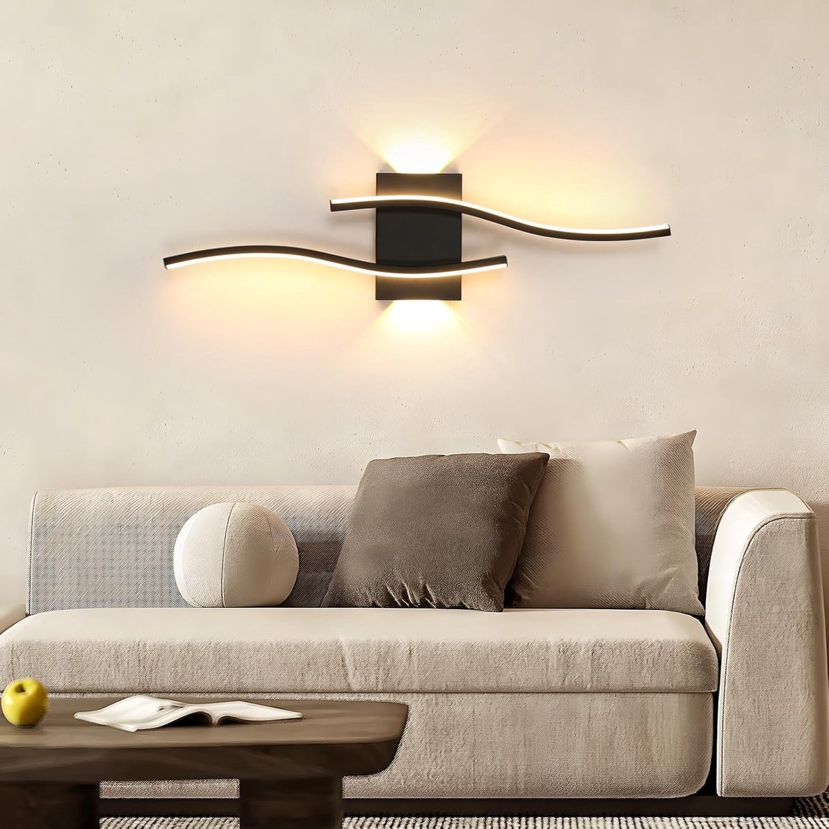 Haobosic Organisch Aluminium - Wandlamp - Zwart - 20W Warm Wit - Hoog Rendement